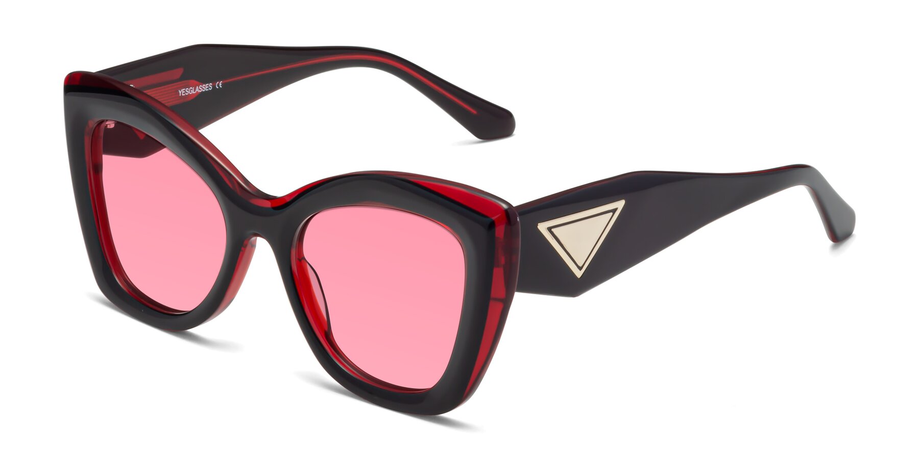Angle of Riffe in Black-Wine with Pink Tinted Lenses