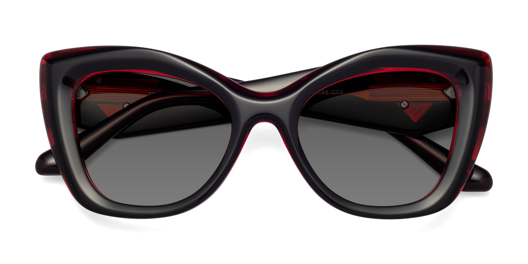 Folded Front of Riffe in Black-Wine with Medium Gray Tinted Lenses