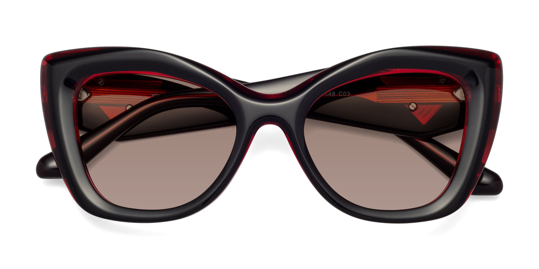 Folded Front of Riffe in Black-Wine with Medium Brown Tinted Lenses