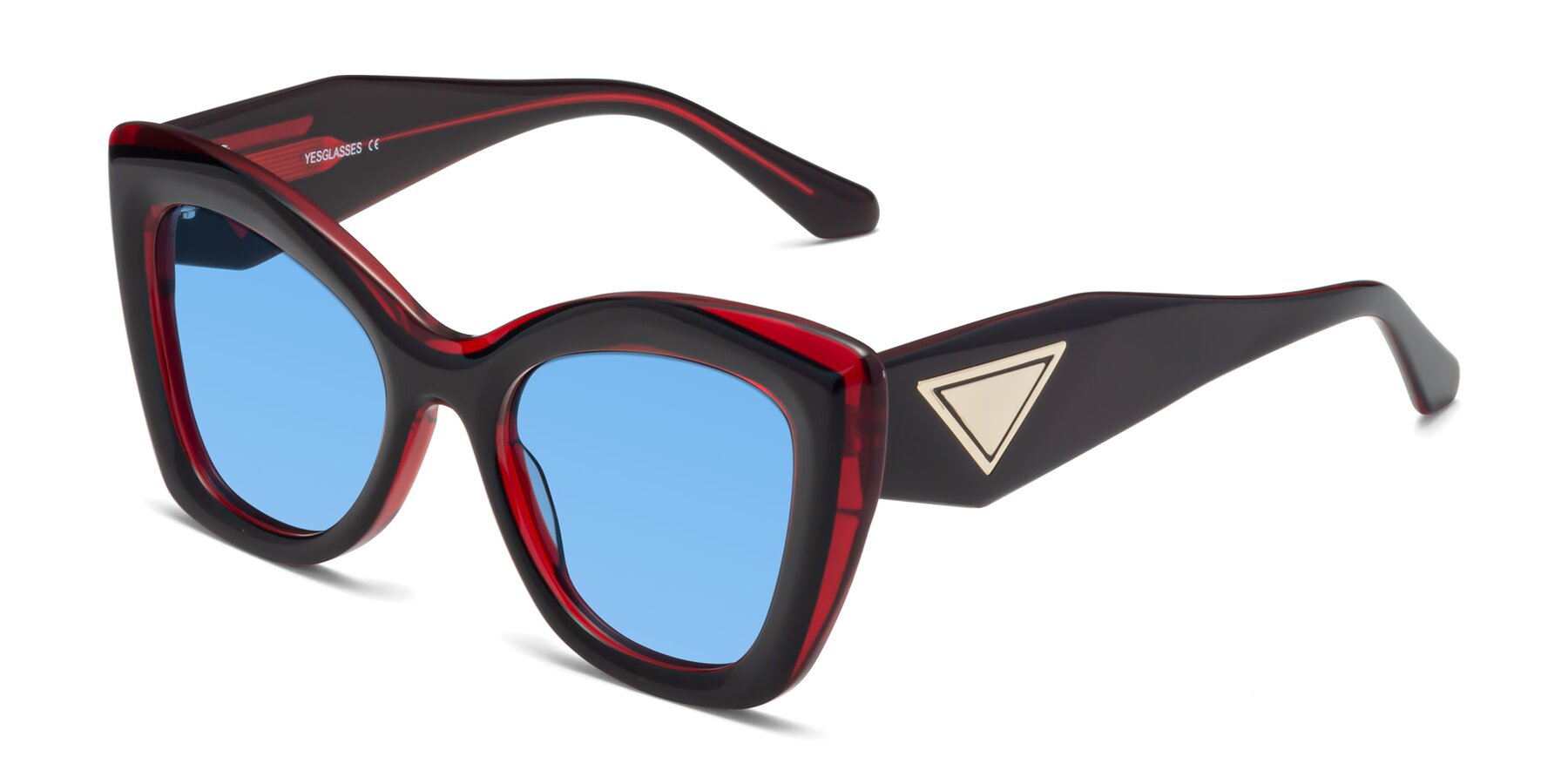 Angle of Riffe in Black-Wine with Medium Blue Tinted Lenses