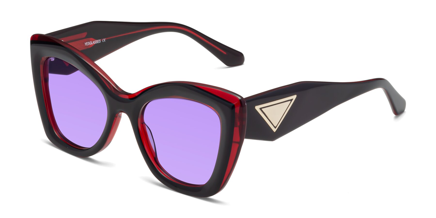 Angle of Riffe in Black-Wine with Medium Purple Tinted Lenses