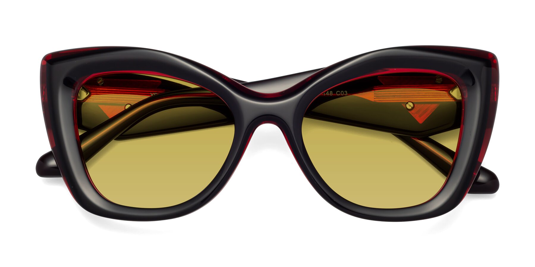 Folded Front of Riffe in Black-Wine with Champagne Tinted Lenses