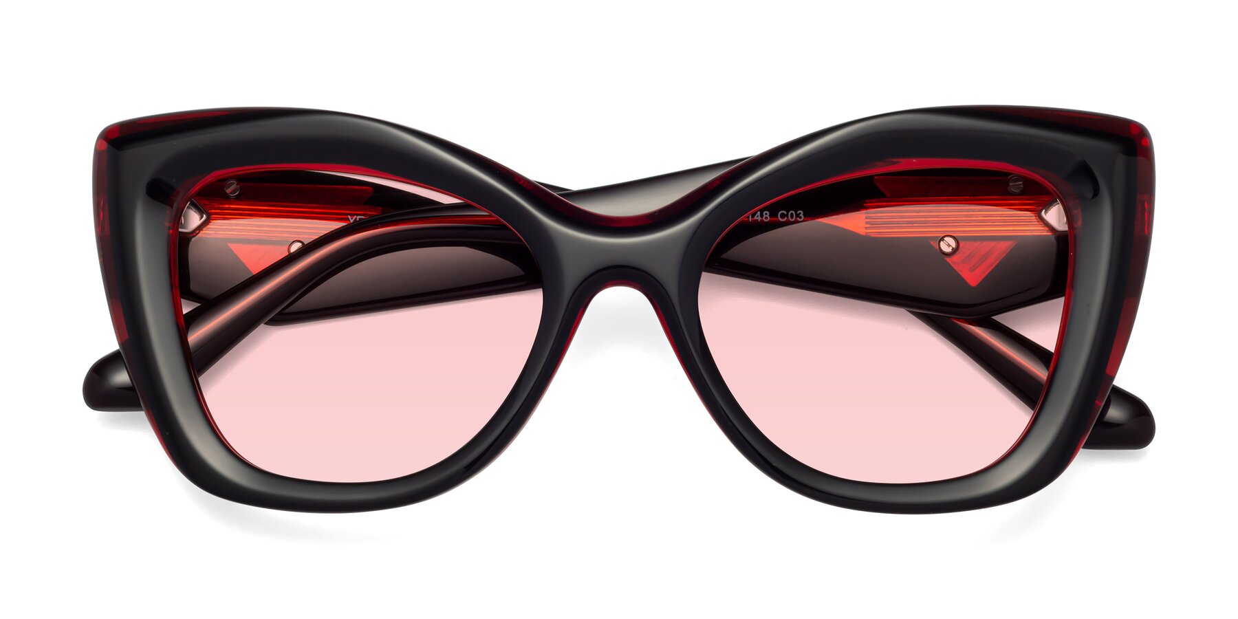 Folded Front of Riffe in Black-Wine with Light Garnet Tinted Lenses