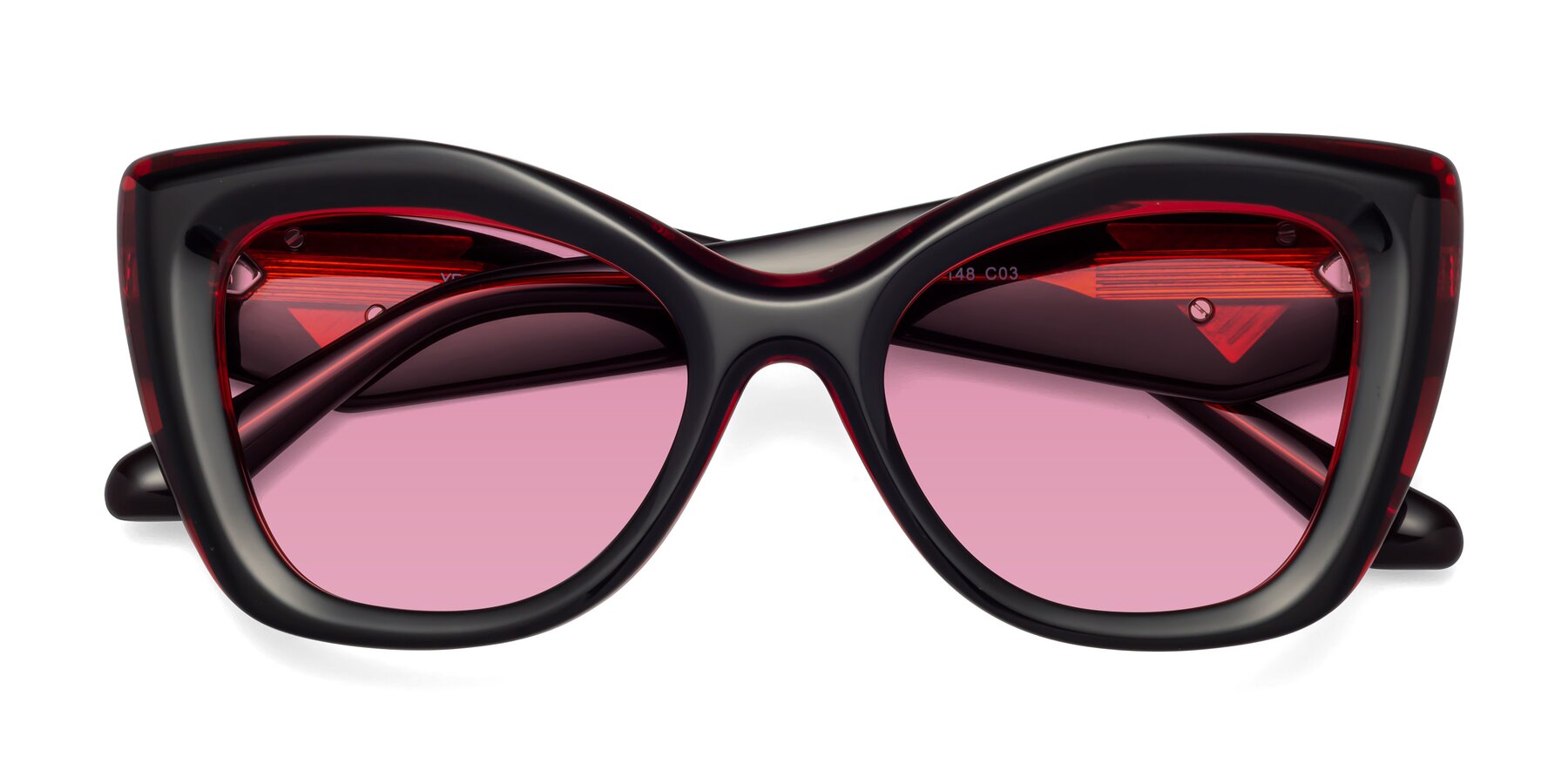 Folded Front of Riffe in Black-Wine with Medium Wine Tinted Lenses