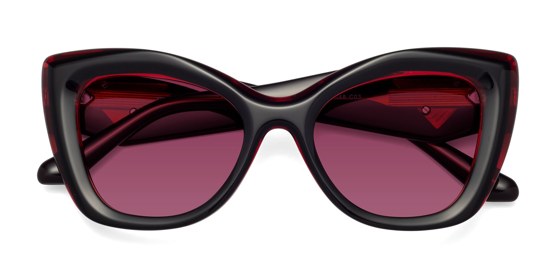 Folded Front of Riffe in Black-Wine with Wine Tinted Lenses