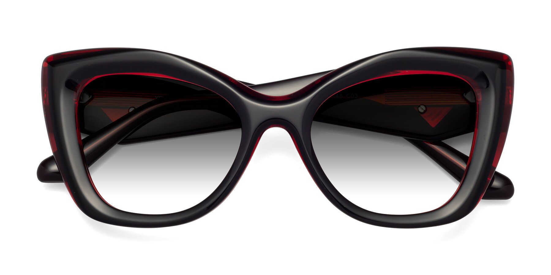 Folded Front of Riffe in Black-Wine with Gray Gradient Lenses