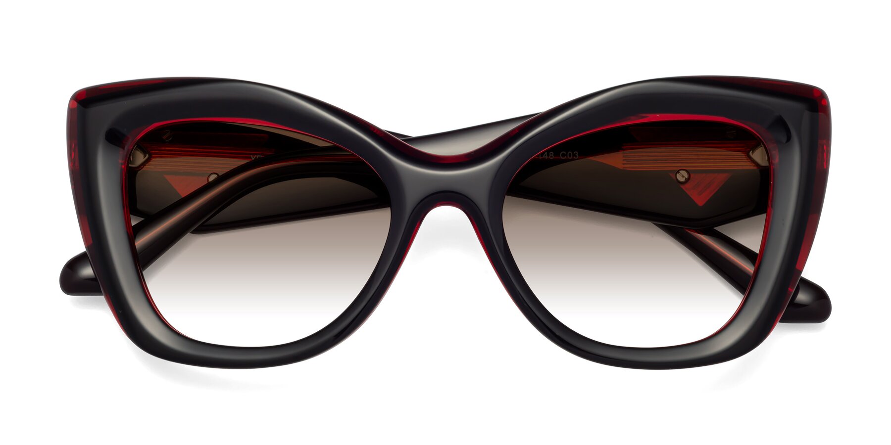 Folded Front of Riffe in Black-Wine with Brown Gradient Lenses