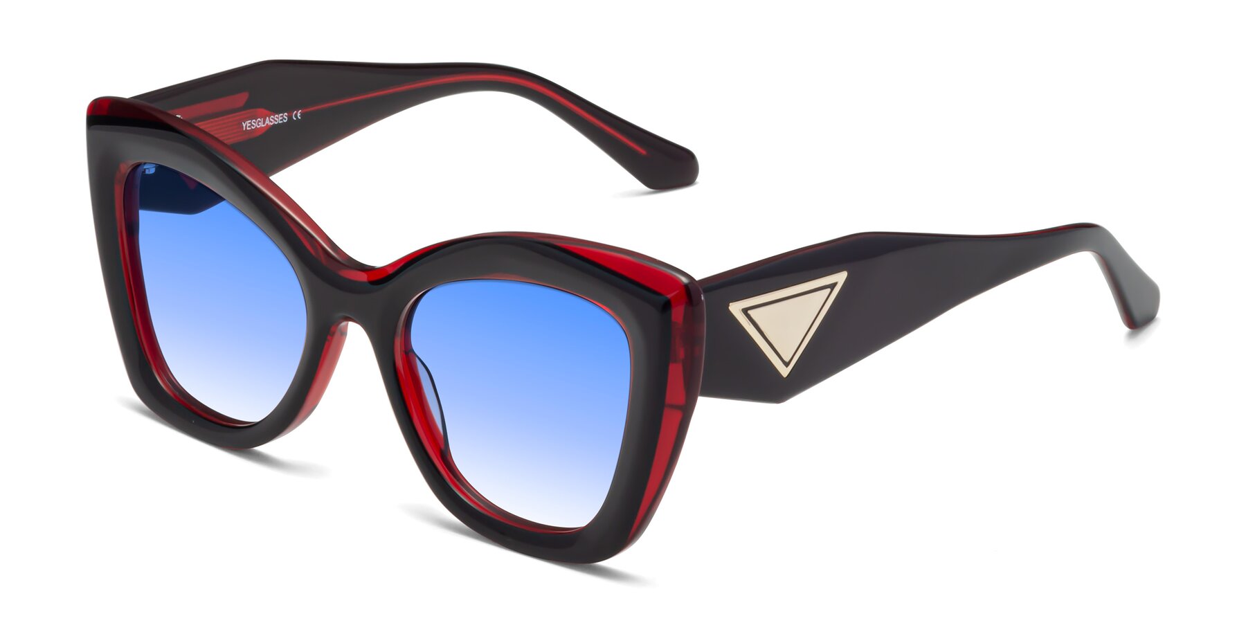 Angle of Riffe in Black-Wine with Blue Gradient Lenses