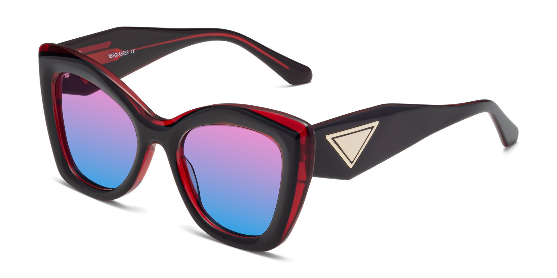Angle of Riffe in Black-Wine with Pink / Blue Gradient Lenses