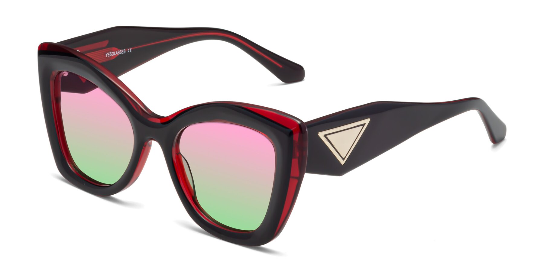 Angle of Riffe in Black-Wine with Pink / Green Gradient Lenses
