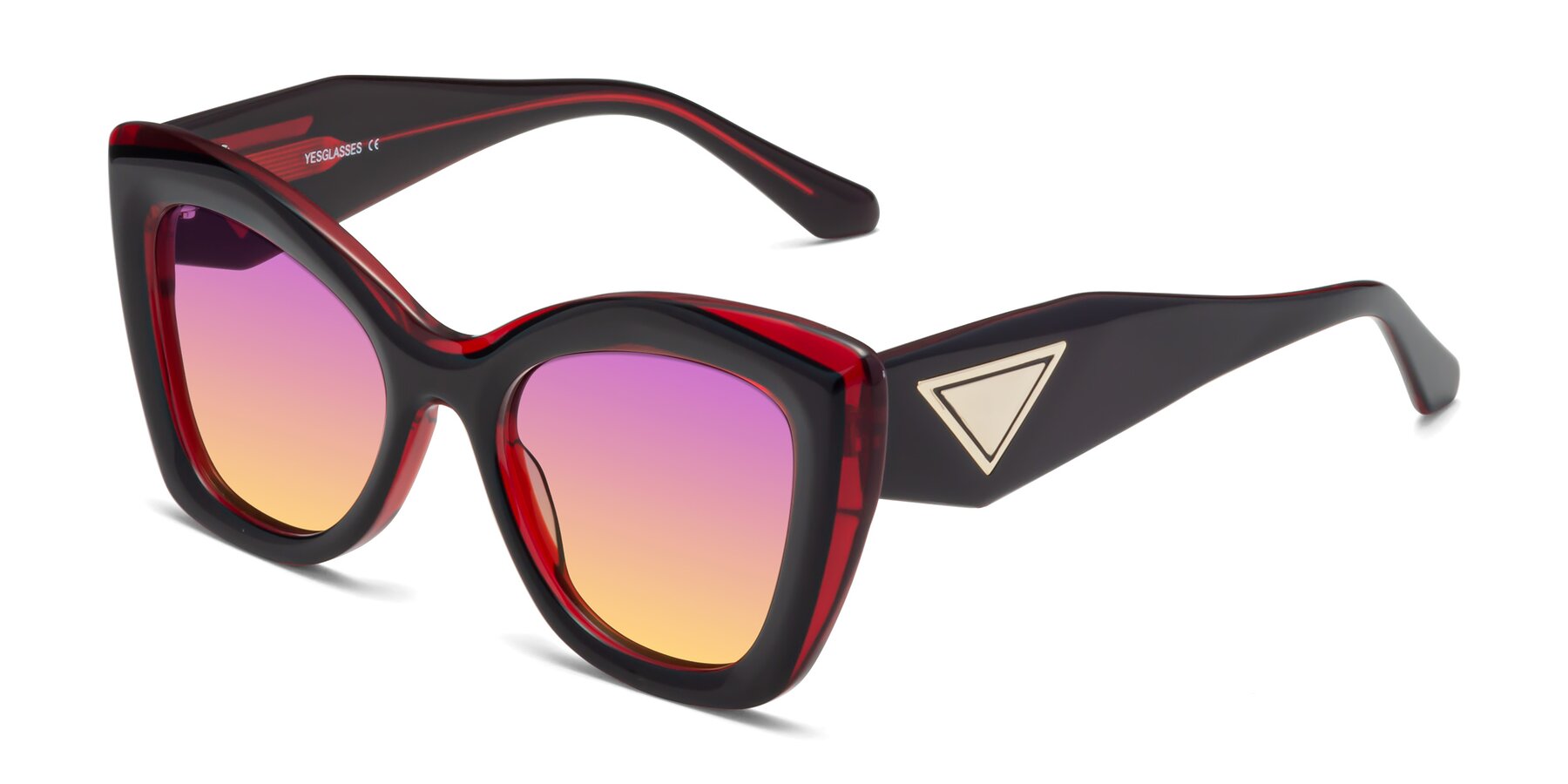 Angle of Riffe in Black-Wine with Purple / Yellow Gradient Lenses