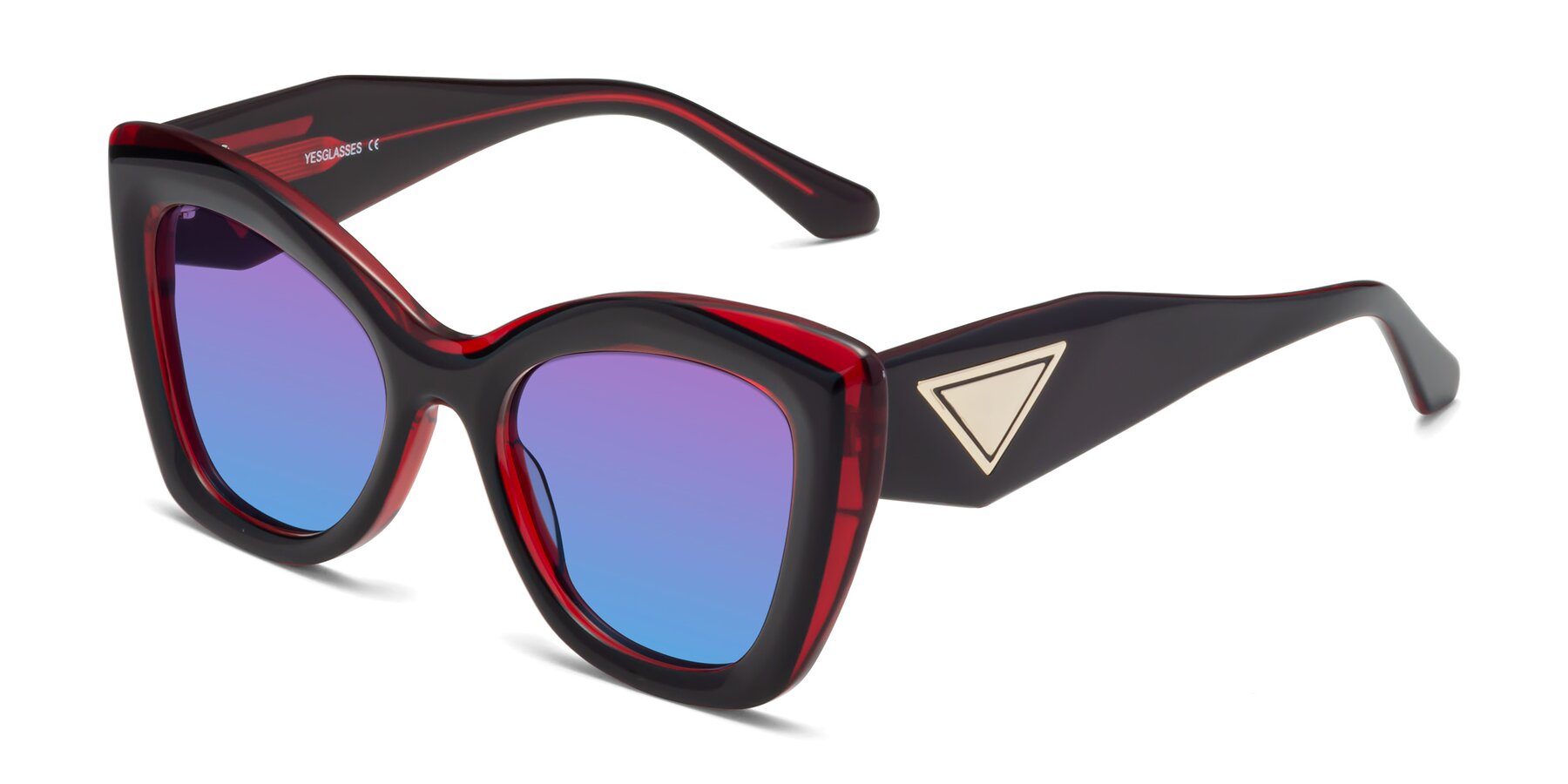 Angle of Riffe in Black-Wine with Purple / Blue Gradient Lenses