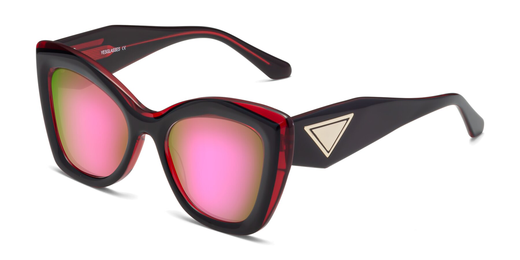 Angle of Riffe in Black-Wine with Pink Mirrored Lenses
