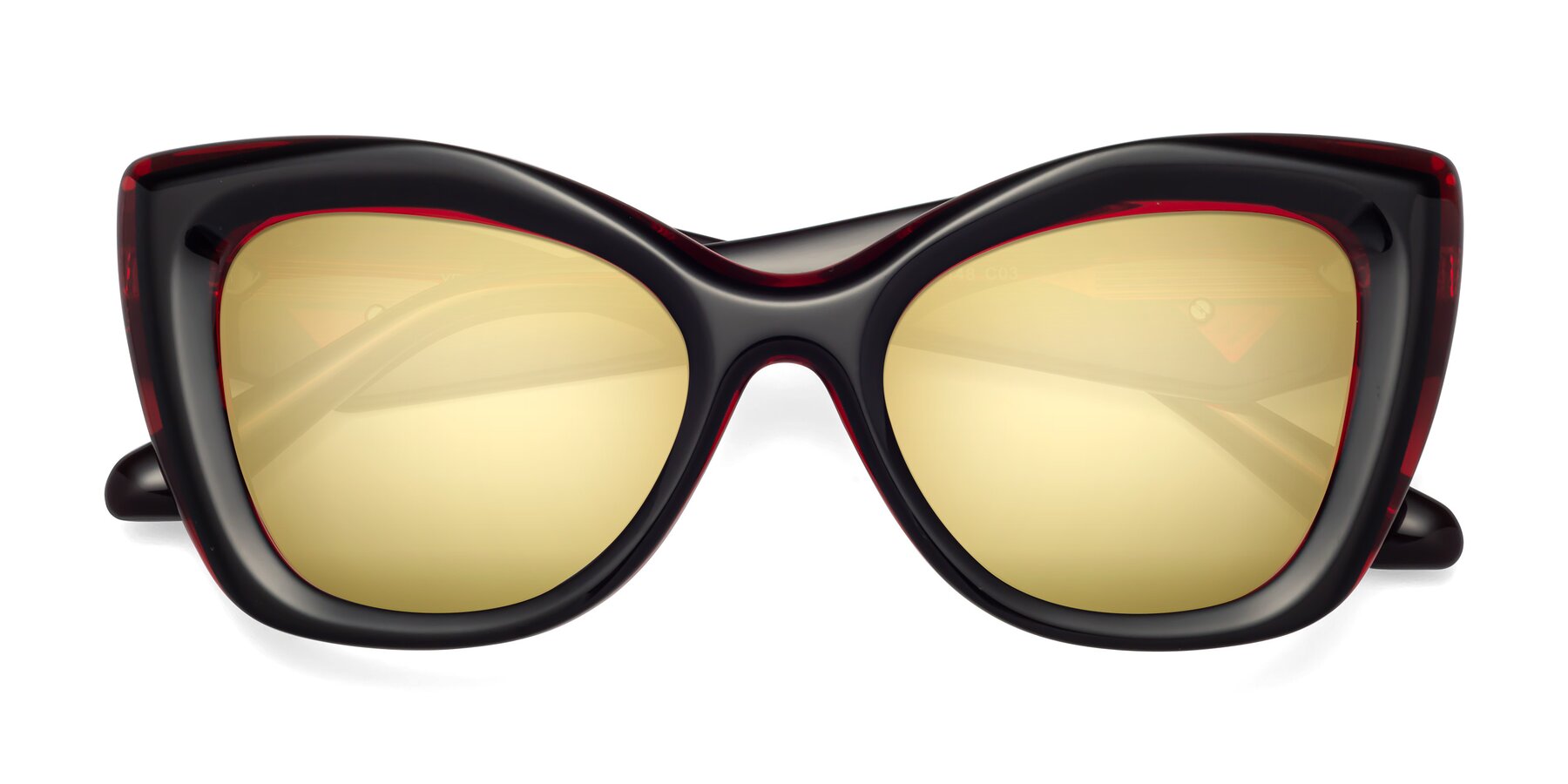 Folded Front of Riffe in Black-Wine with Gold Mirrored Lenses