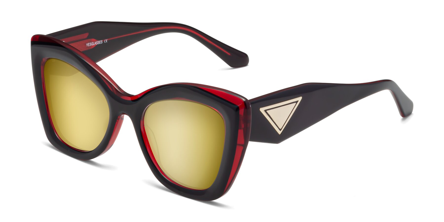 Angle of Riffe in Black-Wine with Gold Mirrored Lenses