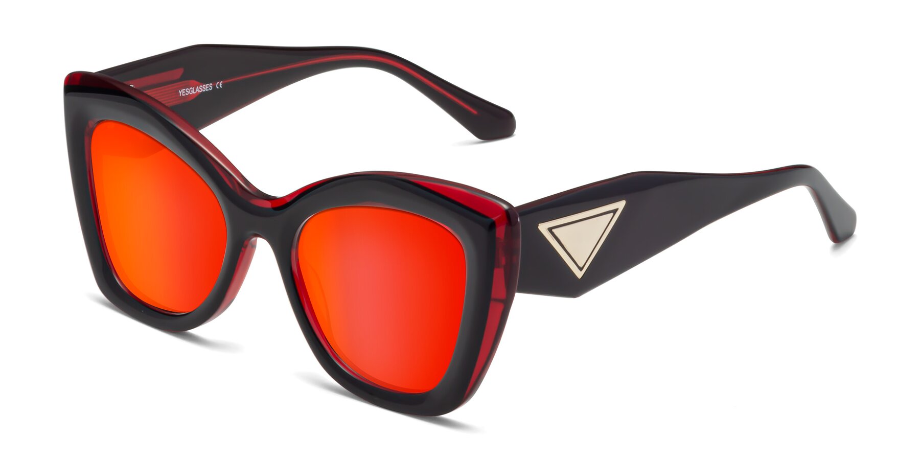 Angle of Riffe in Black-Wine with Red Gold Mirrored Lenses