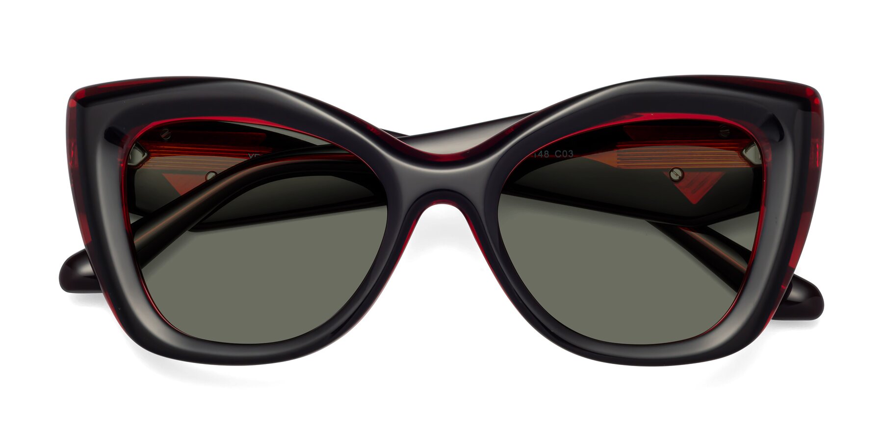 Folded Front of Riffe in Black-Wine with Gray Polarized Lenses