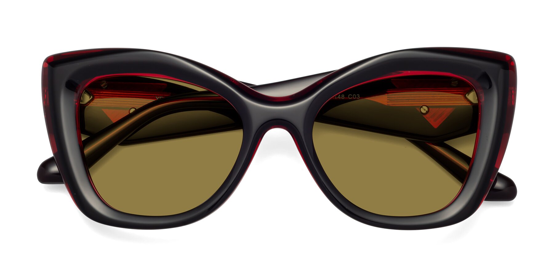 Folded Front of Riffe in Black-Wine with Brown Polarized Lenses