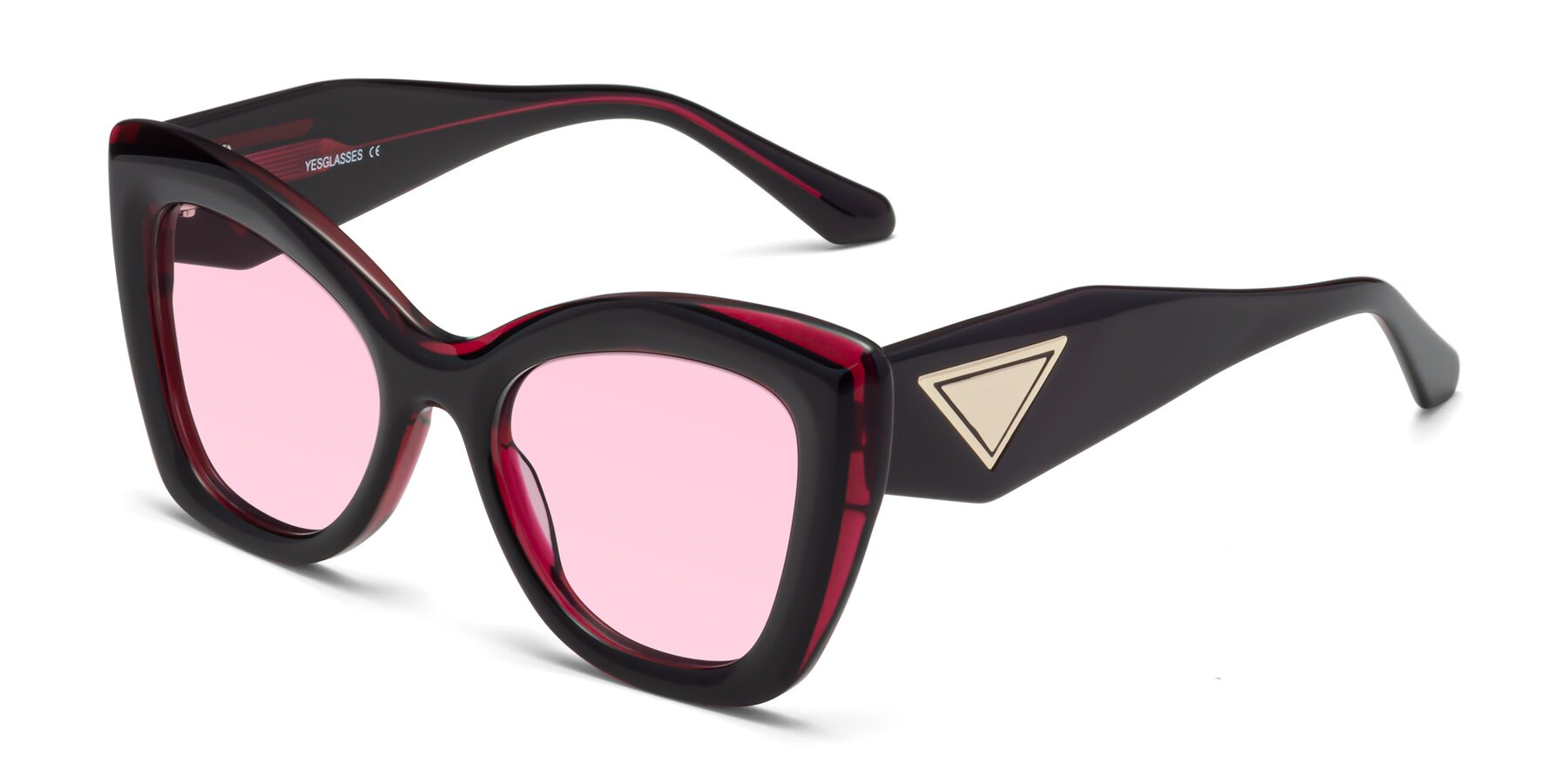 Angle of Riffe in Black-Purple with Light Pink Tinted Lenses