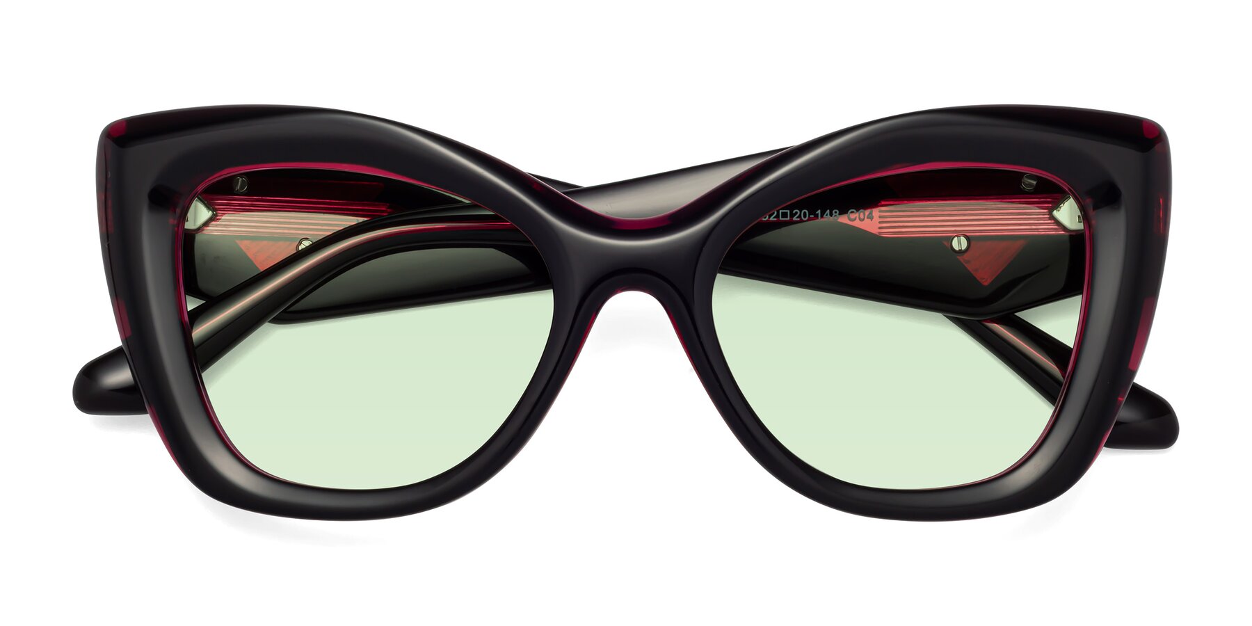 Folded Front of Riffe in Black-Purple with Light Green Tinted Lenses