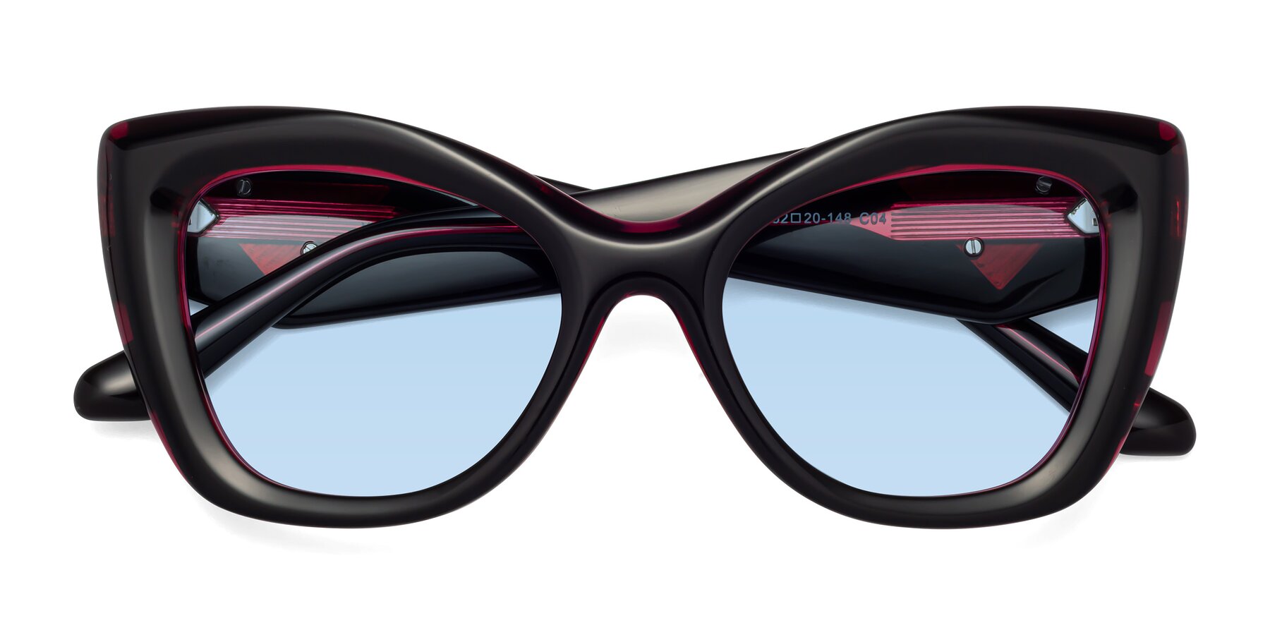 Folded Front of Riffe in Black-Purple with Light Blue Tinted Lenses