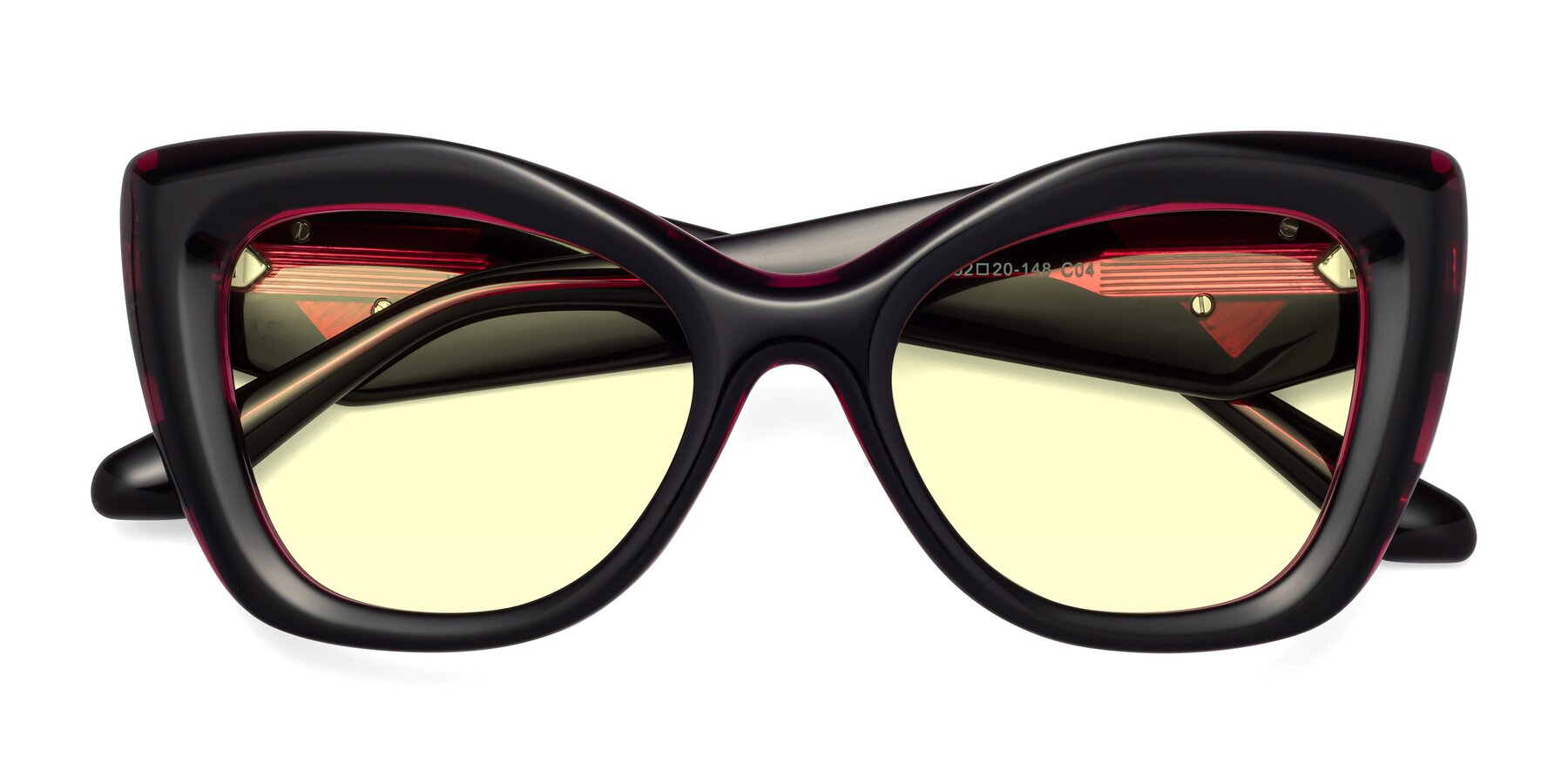 Folded Front of Riffe in Black-Purple with Light Yellow Tinted Lenses