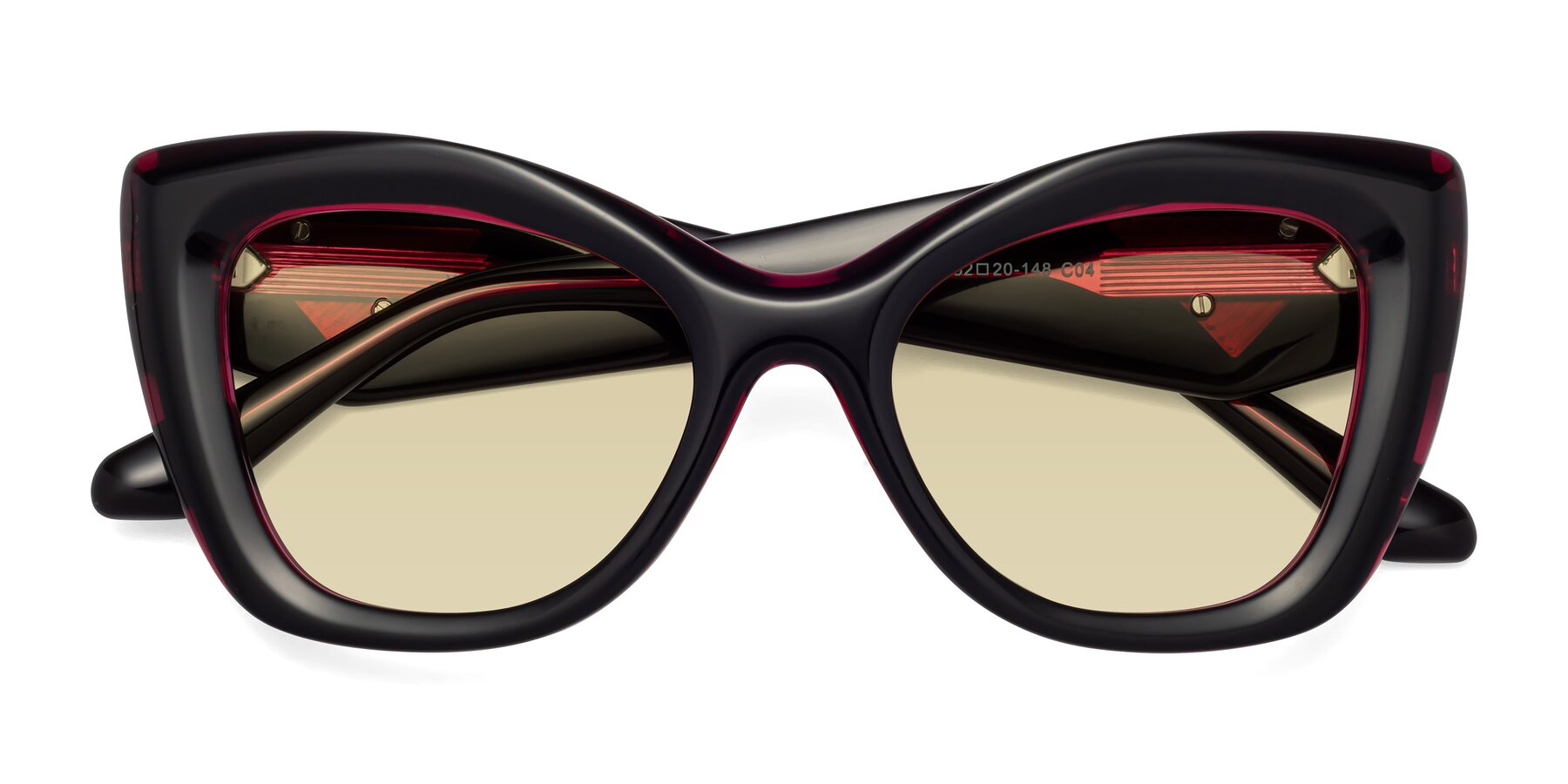Folded Front of Riffe in Black-Purple with Light Champagne Tinted Lenses