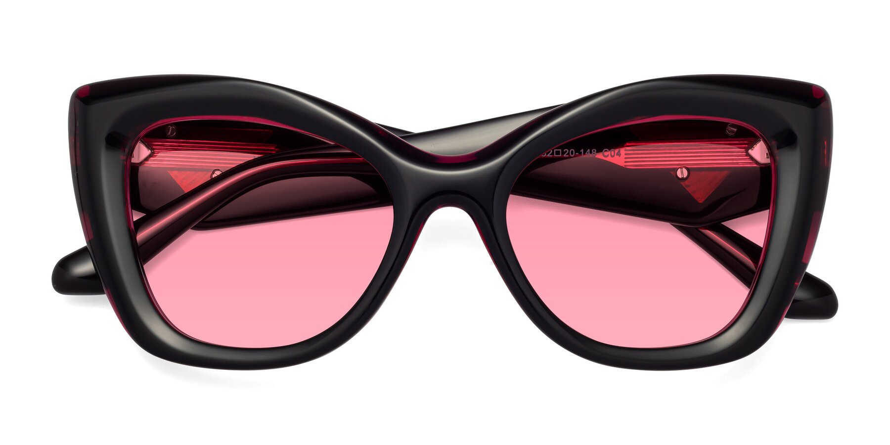 Folded Front of Riffe in Black-Purple with Pink Tinted Lenses