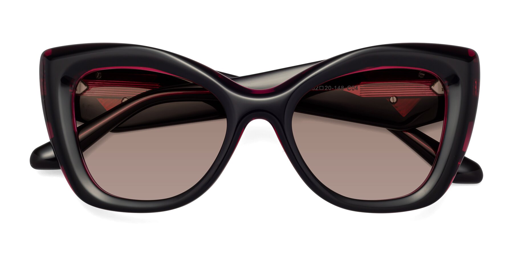 Folded Front of Riffe in Black-Purple with Medium Brown Tinted Lenses