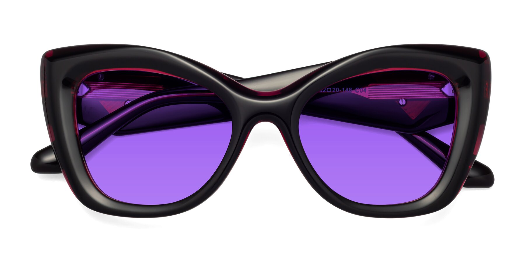 Folded Front of Riffe in Black-Purple with Purple Tinted Lenses