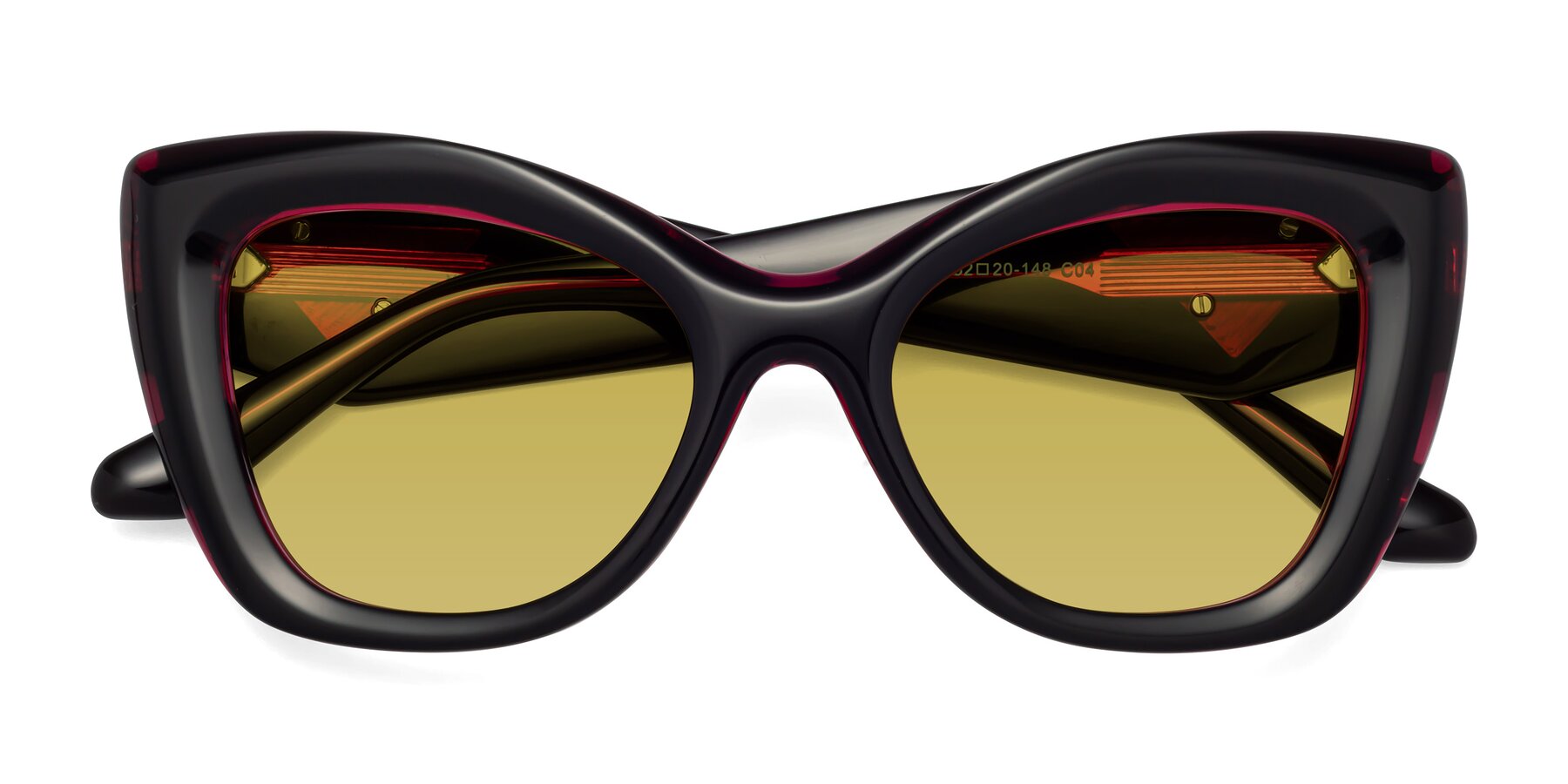 Folded Front of Riffe in Black-Purple with Champagne Tinted Lenses