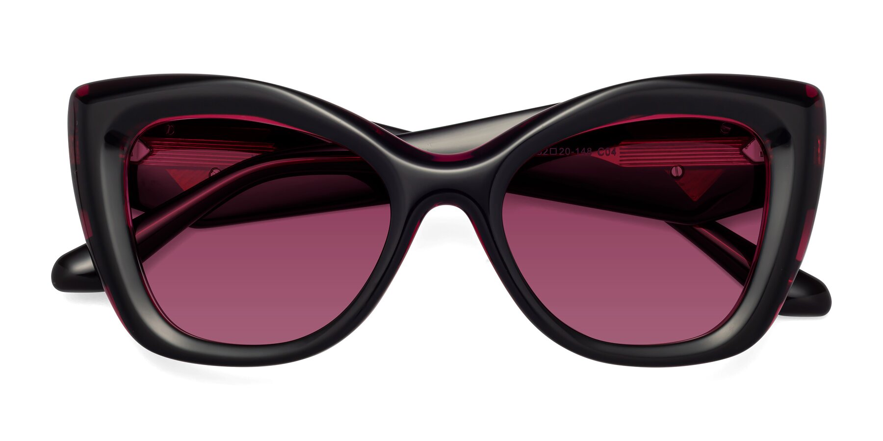 Folded Front of Riffe in Black-Purple with Wine Tinted Lenses