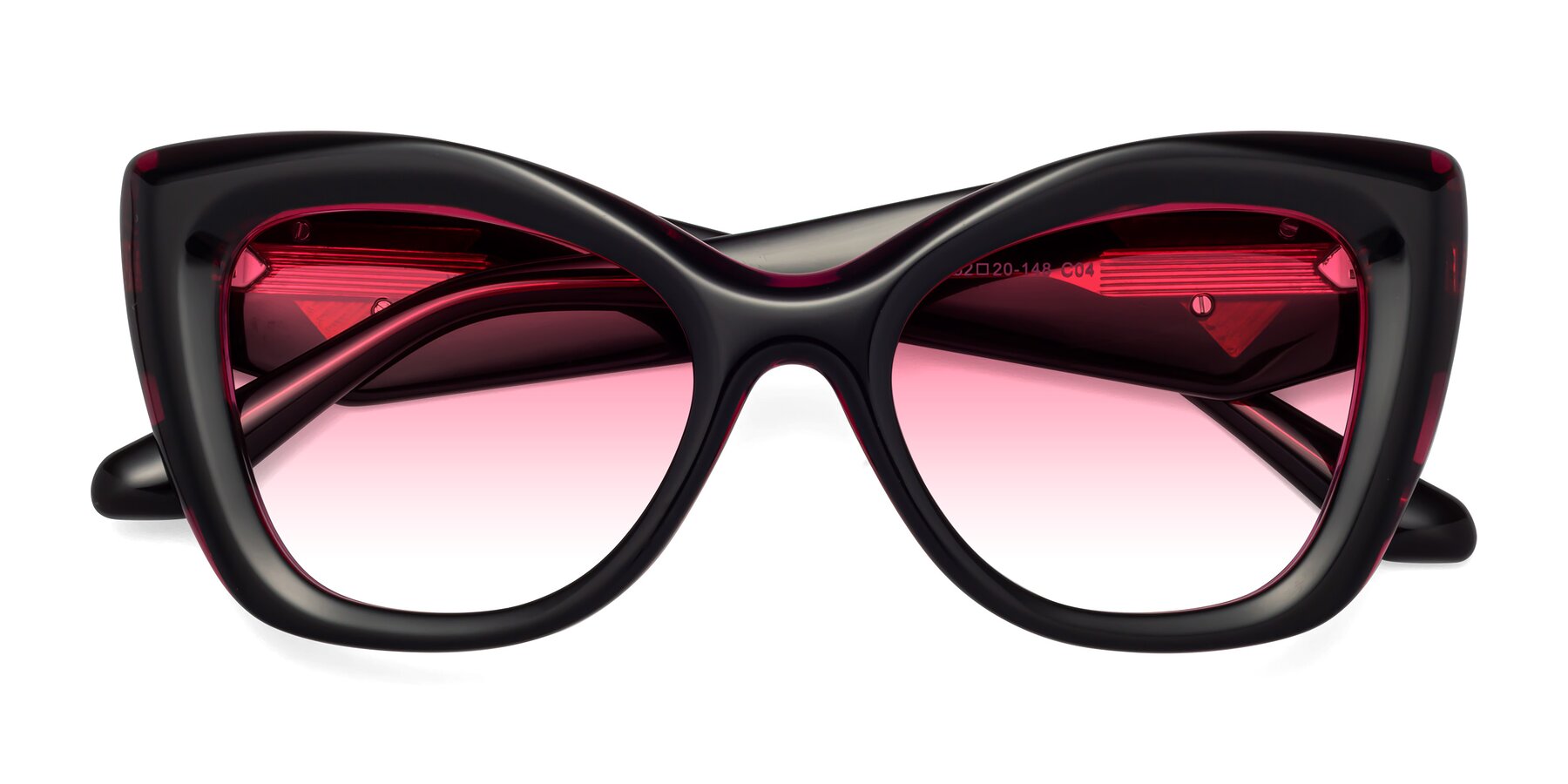 Folded Front of Riffe in Black-Purple with Pink Gradient Lenses