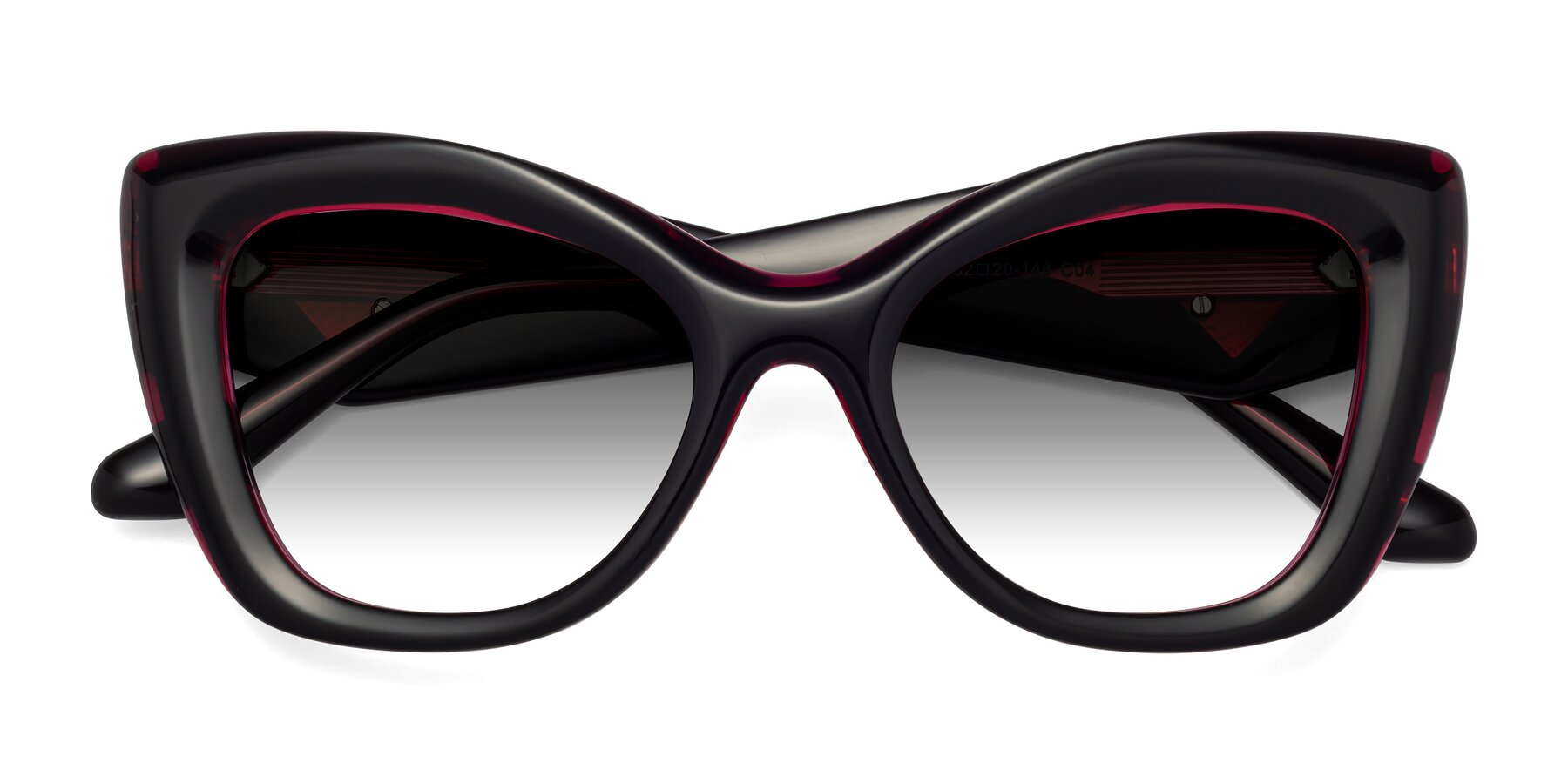Folded Front of Riffe in Black-Purple with Gray Gradient Lenses