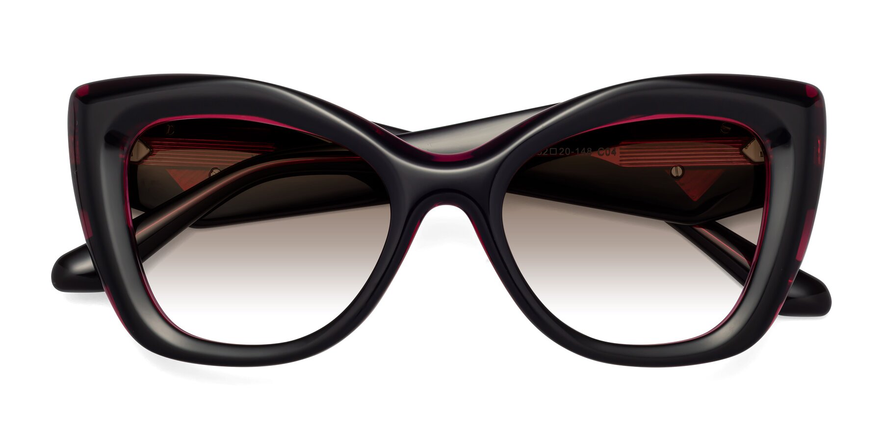 Folded Front of Riffe in Black-Purple with Brown Gradient Lenses