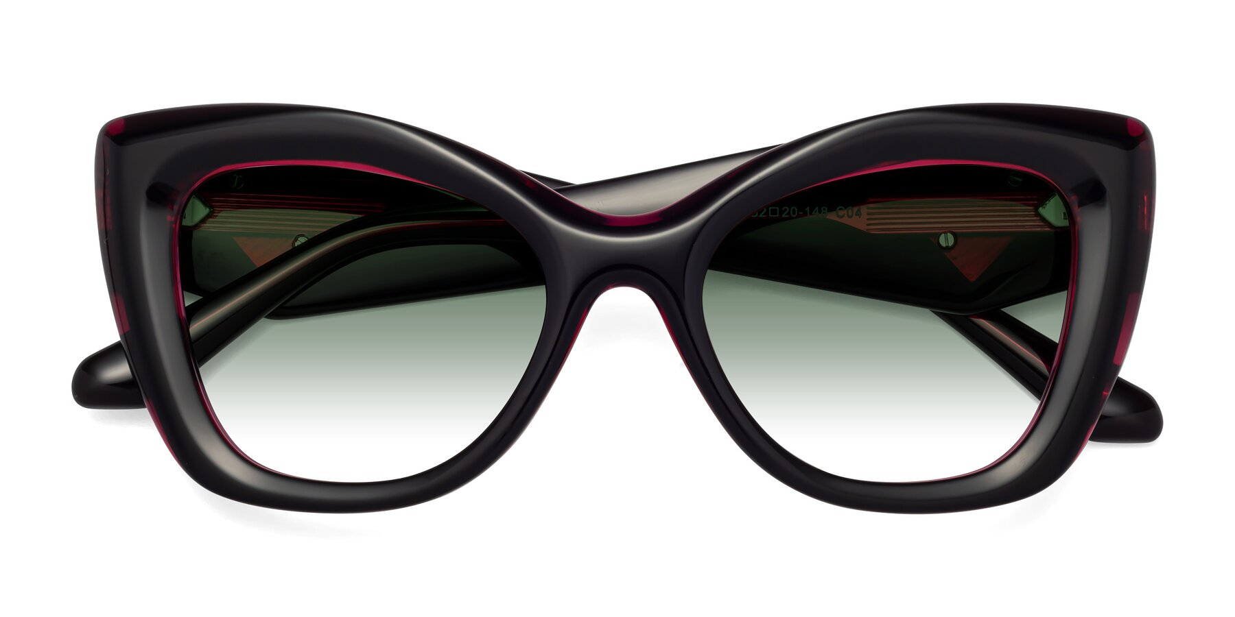 Folded Front of Riffe in Black-Purple with Green Gradient Lenses