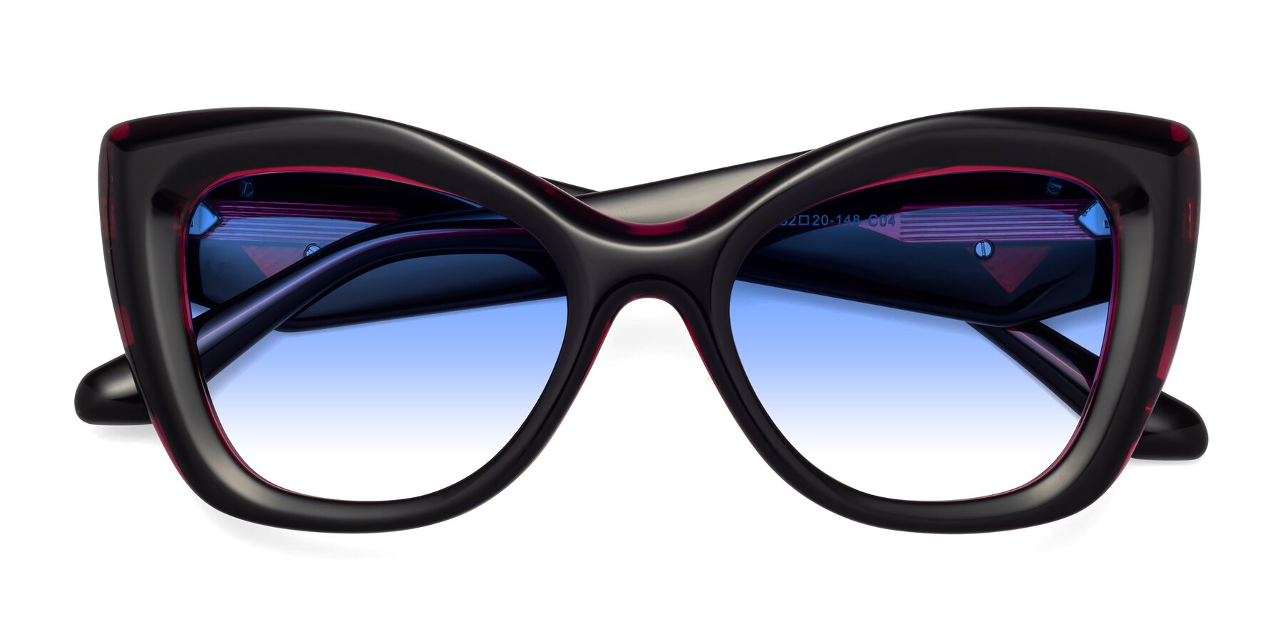 Folded Front of Riffe in Black-Purple with Blue Gradient Lenses