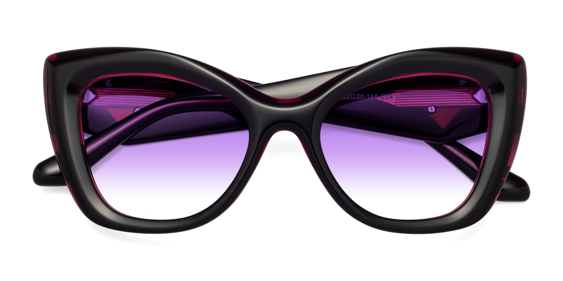 Folded Front of Riffe in Black-Purple with Purple Gradient Lenses