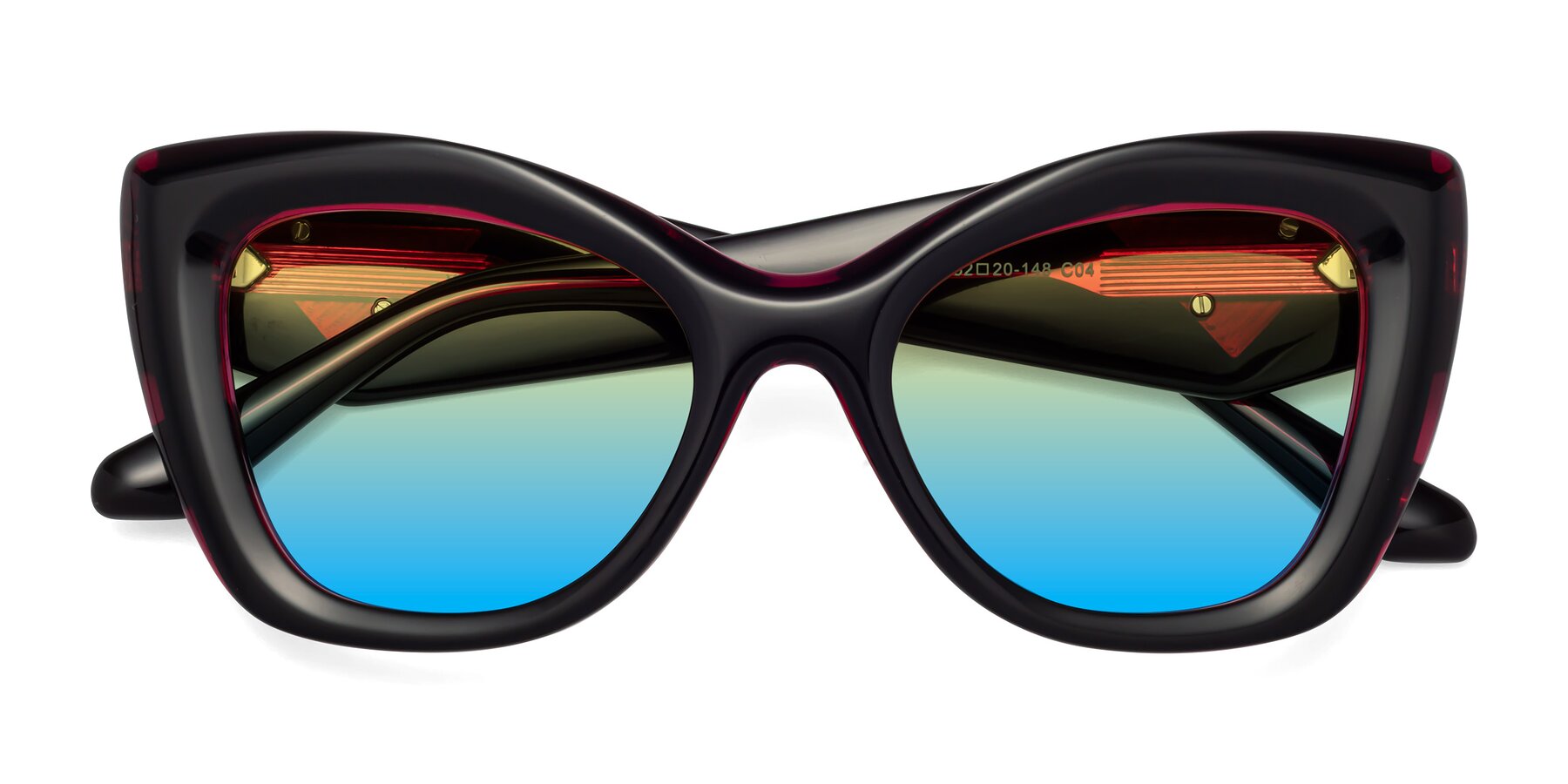 Folded Front of Riffe in Black-Purple with Yellow / Blue Gradient Lenses