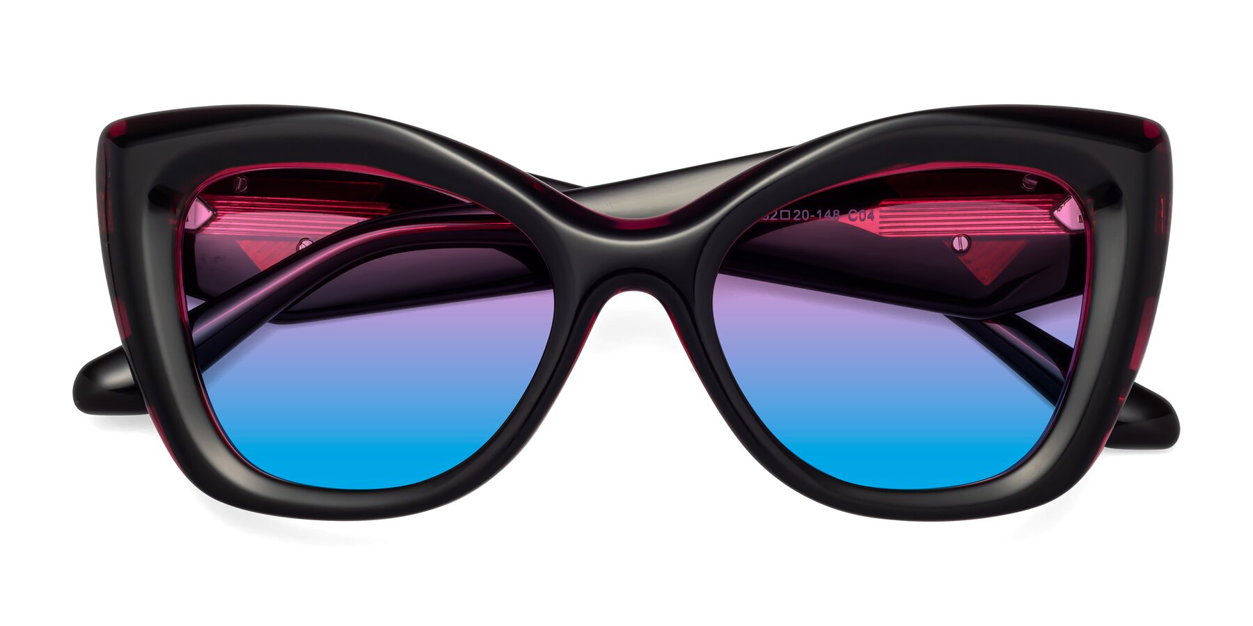 Folded Front of Riffe in Black-Purple with Pink / Blue Gradient Lenses