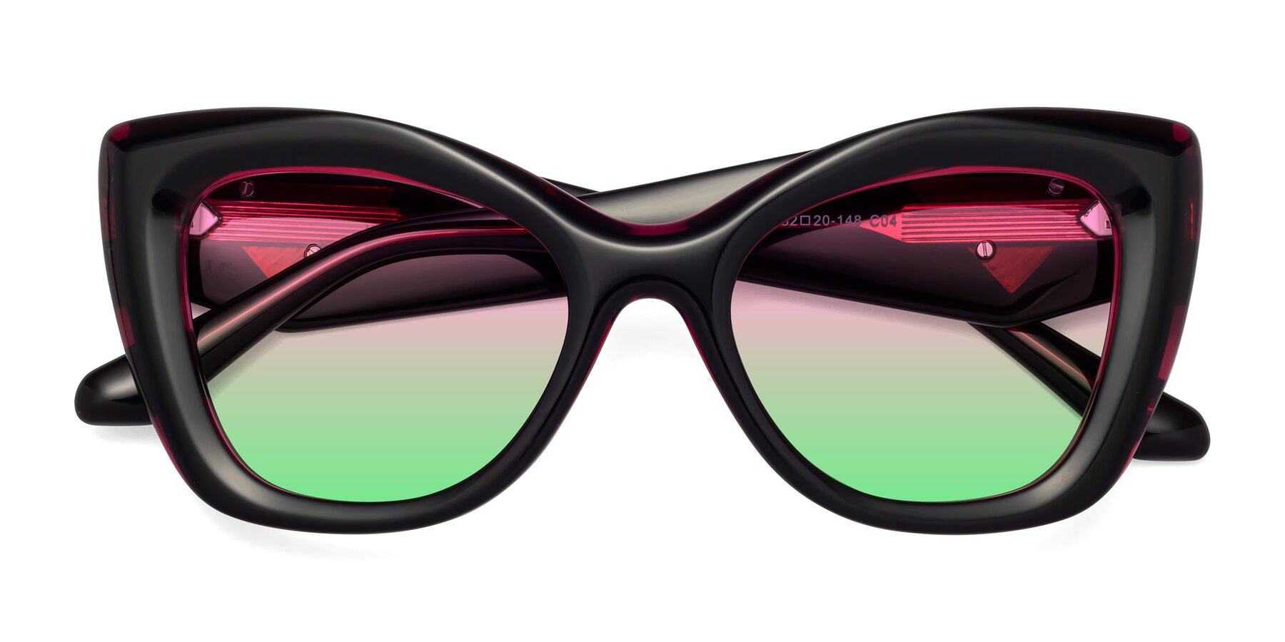 Folded Front of Riffe in Black-Purple with Pink / Green Gradient Lenses