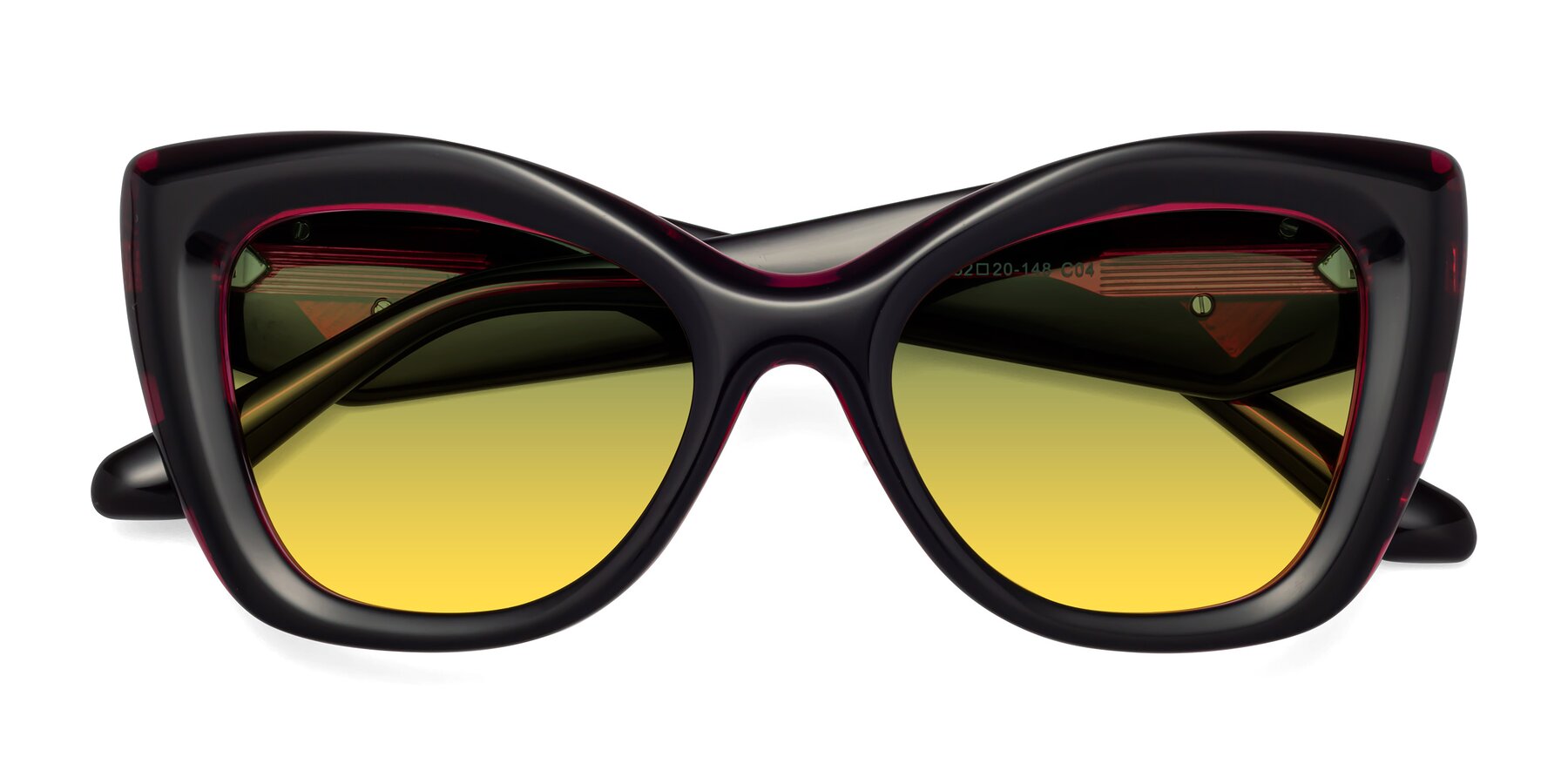 Folded Front of Riffe in Black-Purple with Green / Yellow Gradient Lenses