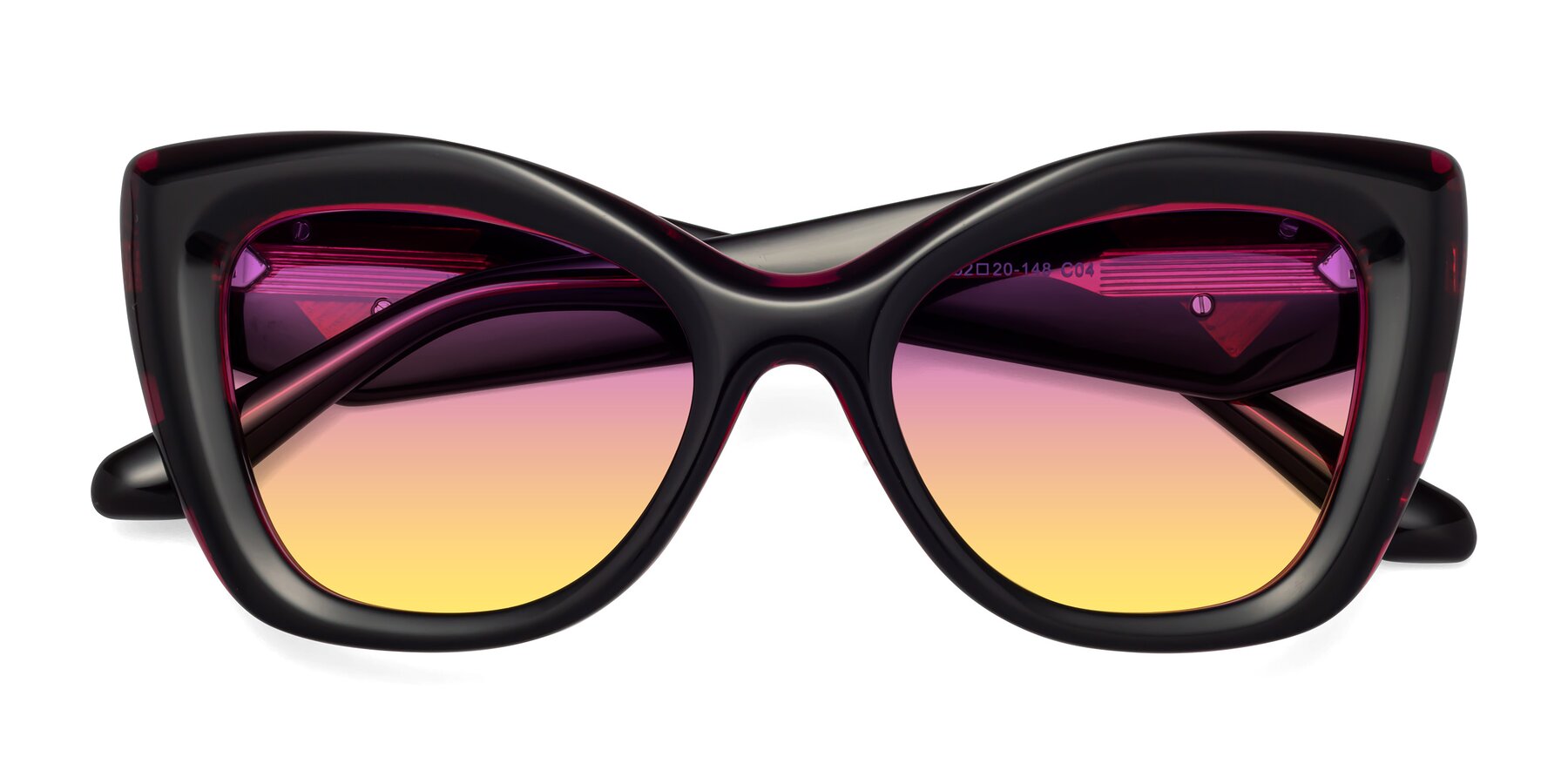 Folded Front of Riffe in Black-Purple with Purple / Yellow Gradient Lenses