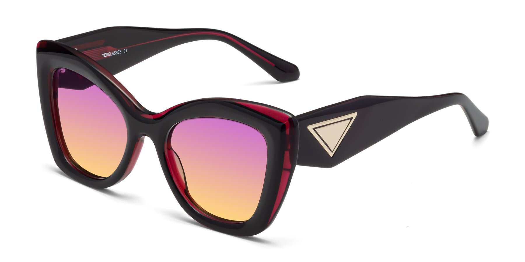 Angle of Riffe in Black-Purple with Purple / Yellow Gradient Lenses