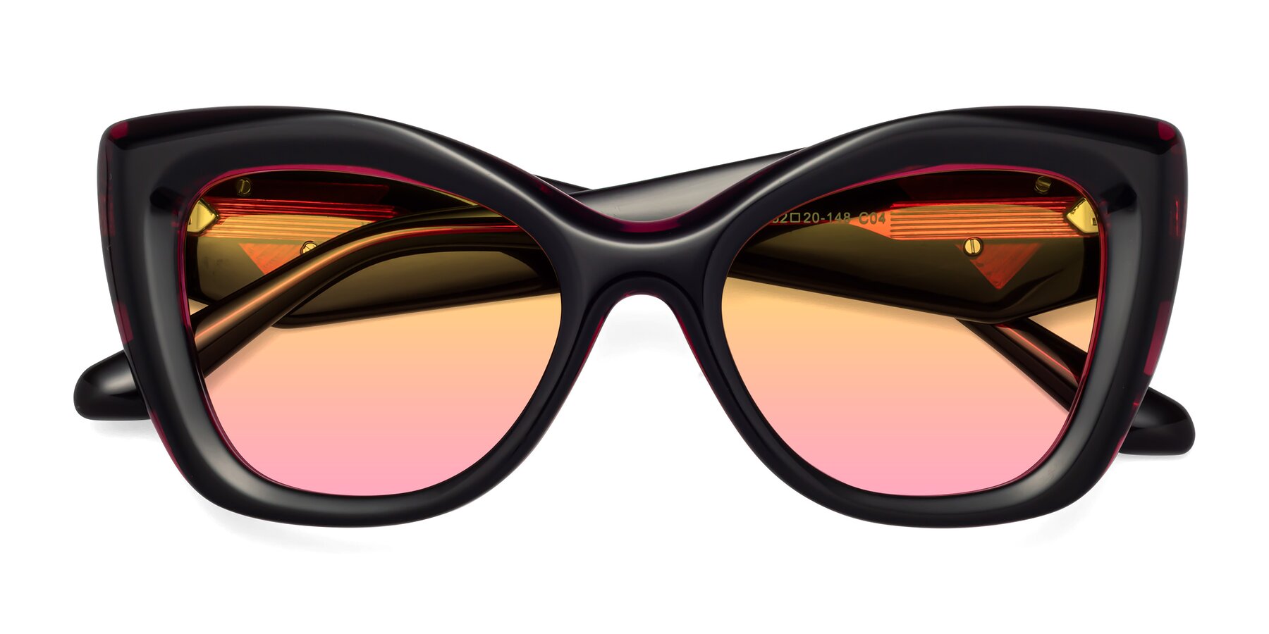 Folded Front of Riffe in Black-Purple with Yellow / Pink Gradient Lenses