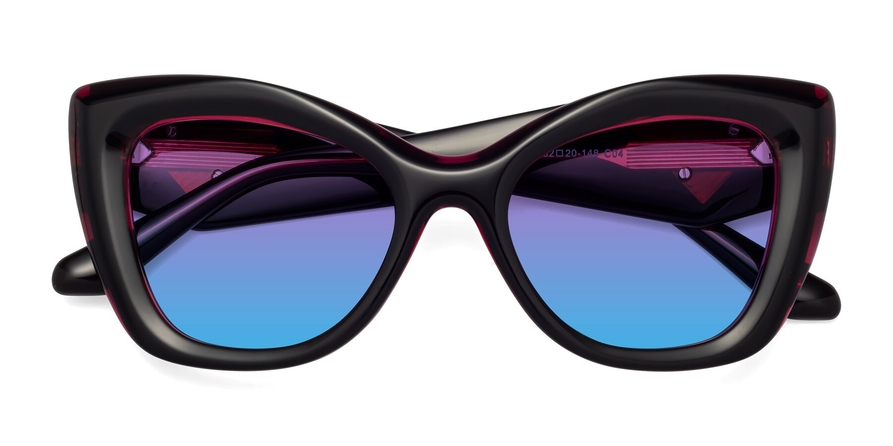 Folded Front of Riffe in Black-Purple with Purple / Blue Gradient Lenses