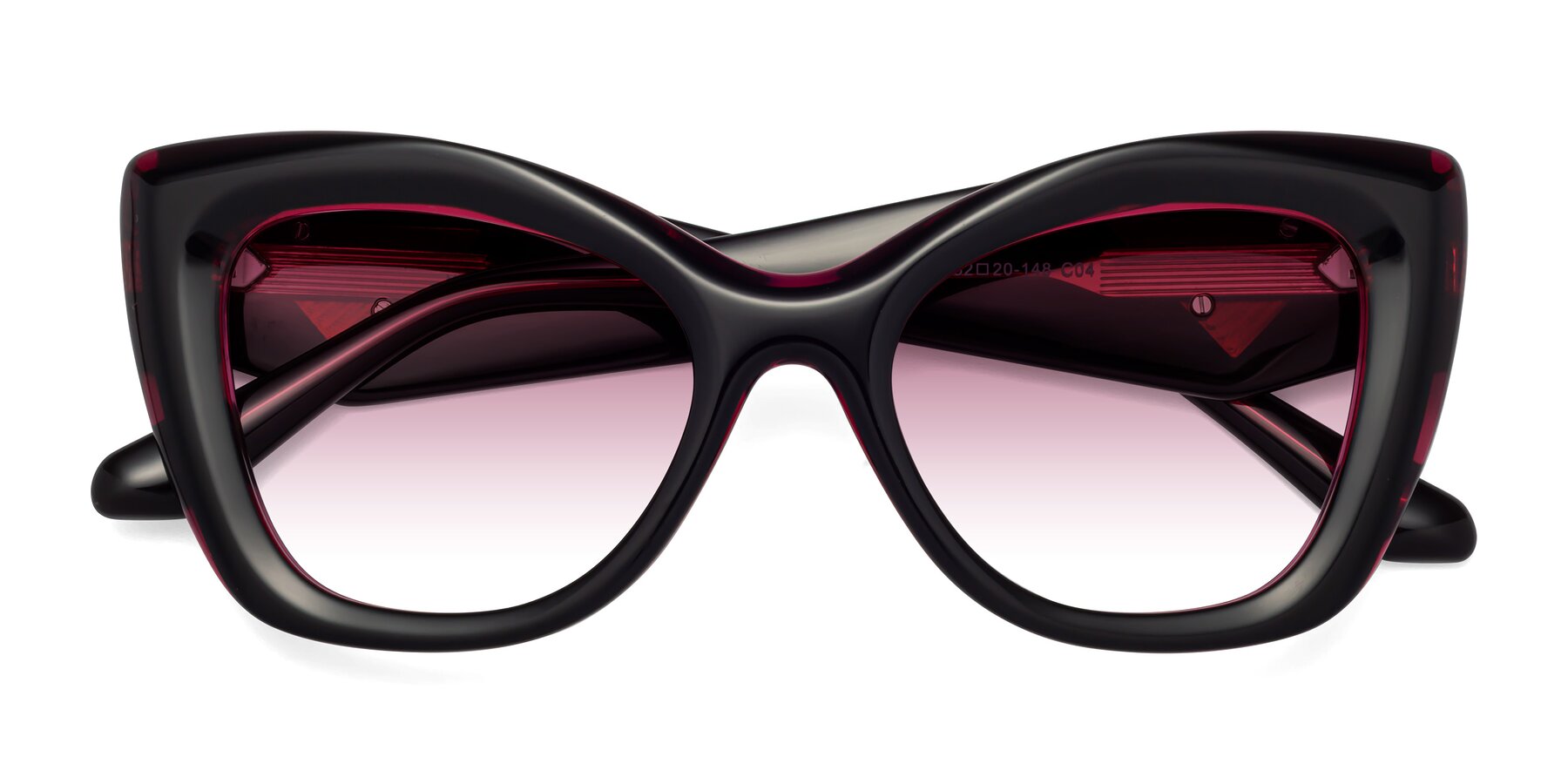 Folded Front of Riffe in Black-Purple with Wine Gradient Lenses