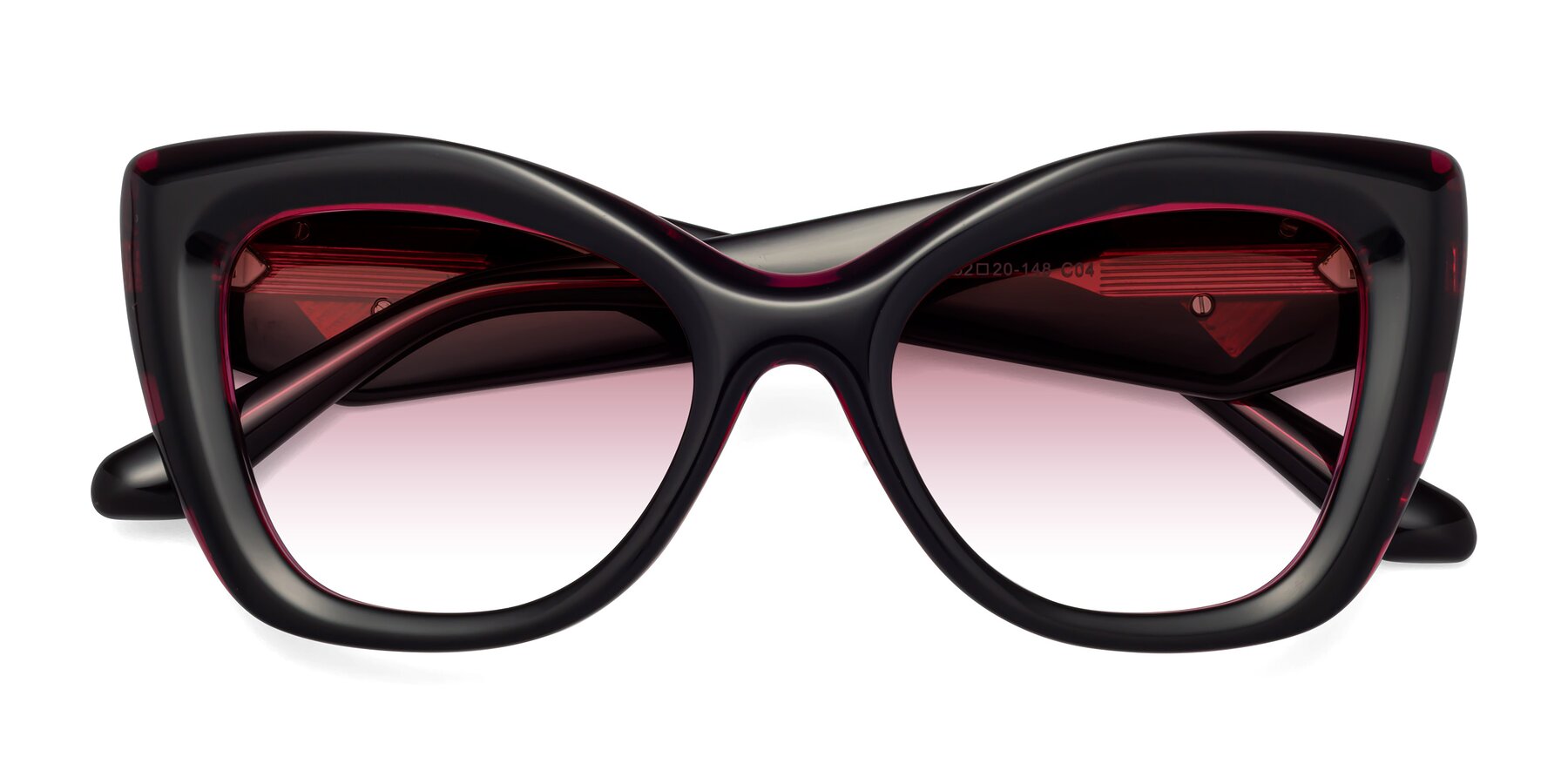 Folded Front of Riffe in Black-Purple with Garnet Gradient Lenses