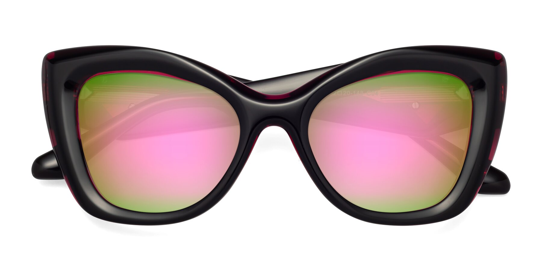 Folded Front of Riffe in Black-Purple with Pink Mirrored Lenses