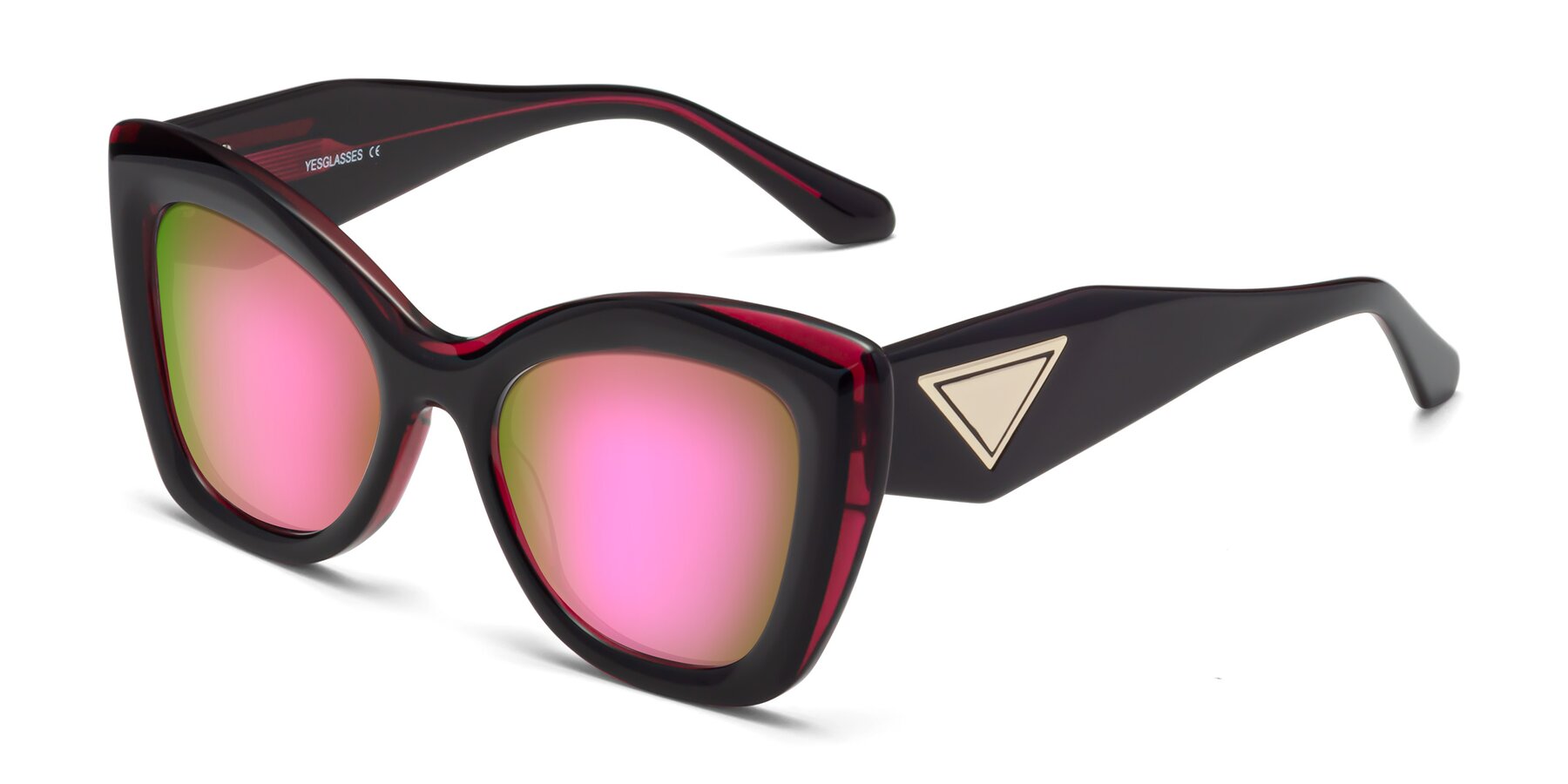 Angle of Riffe in Black-Purple with Pink Mirrored Lenses